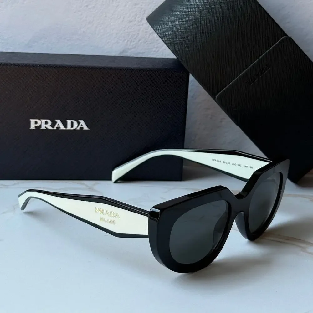 NEW Prada PR D02S Cat Eye Sunglasses in Black White $390